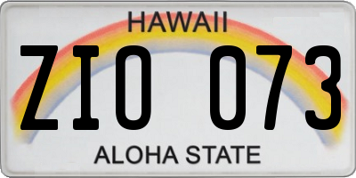 HI license plate ZIO073