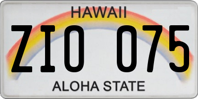 HI license plate ZIO075