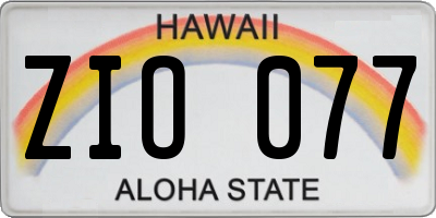HI license plate ZIO077