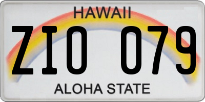 HI license plate ZIO079