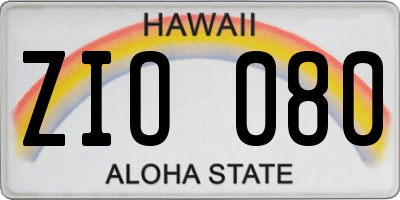 HI license plate ZIO080
