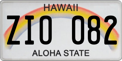 HI license plate ZIO082