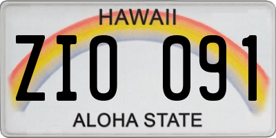 HI license plate ZIO091