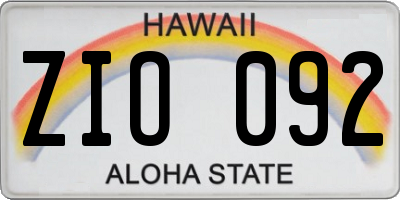 HI license plate ZIO092