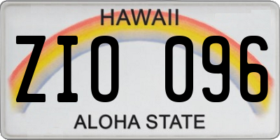 HI license plate ZIO096