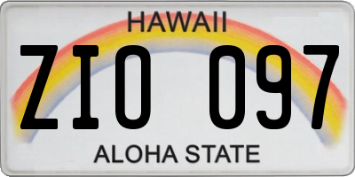 HI license plate ZIO097