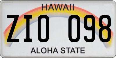 HI license plate ZIO098