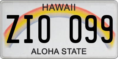 HI license plate ZIO099