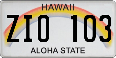 HI license plate ZIO103