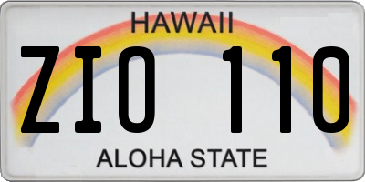 HI license plate ZIO110