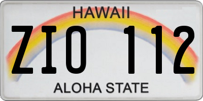 HI license plate ZIO112