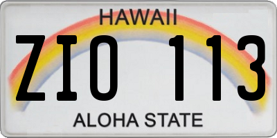 HI license plate ZIO113
