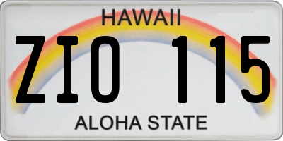 HI license plate ZIO115