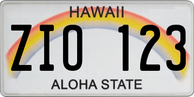 HI license plate ZIO123