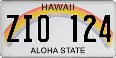 HI license plate ZIO124