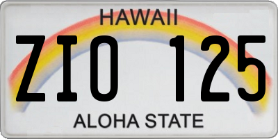 HI license plate ZIO125