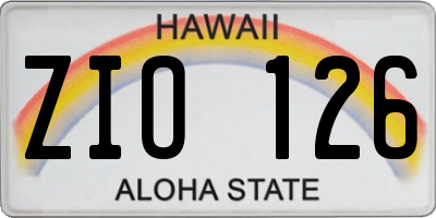 HI license plate ZIO126