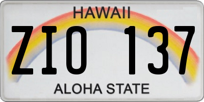 HI license plate ZIO137