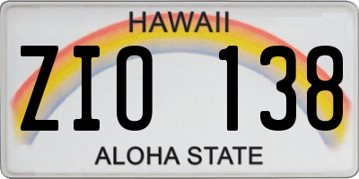 HI license plate ZIO138