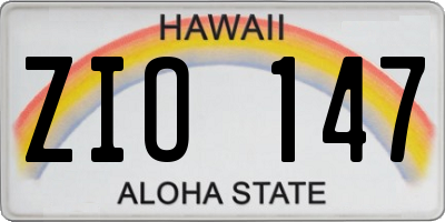 HI license plate ZIO147