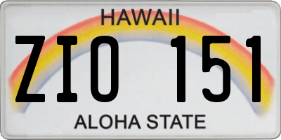 HI license plate ZIO151