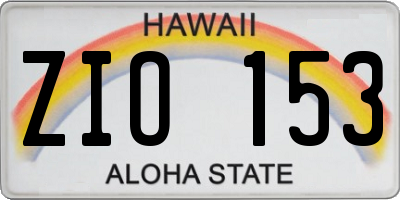 HI license plate ZIO153
