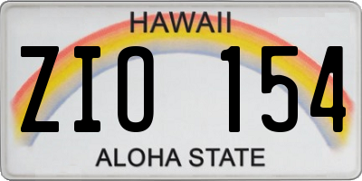 HI license plate ZIO154