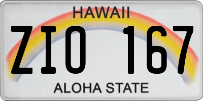 HI license plate ZIO167