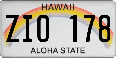 HI license plate ZIO178