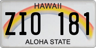 HI license plate ZIO181