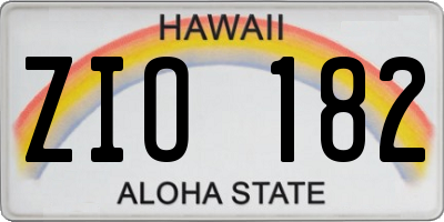 HI license plate ZIO182