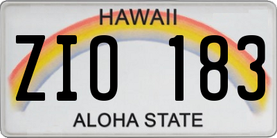 HI license plate ZIO183