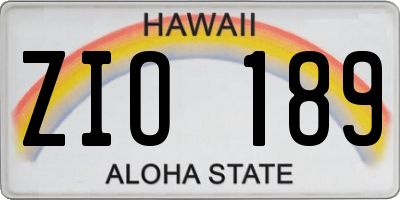 HI license plate ZIO189