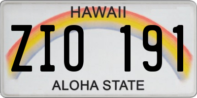 HI license plate ZIO191