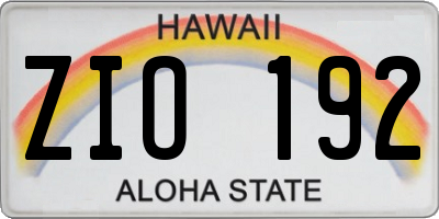 HI license plate ZIO192