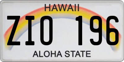 HI license plate ZIO196