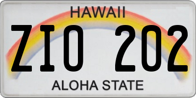 HI license plate ZIO202
