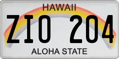 HI license plate ZIO204