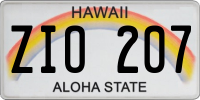 HI license plate ZIO207