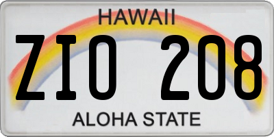 HI license plate ZIO208