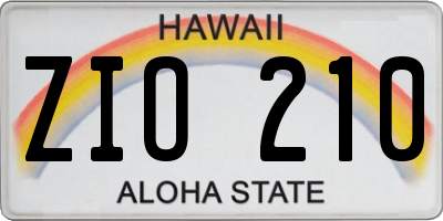 HI license plate ZIO210