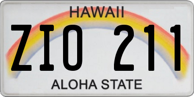 HI license plate ZIO211