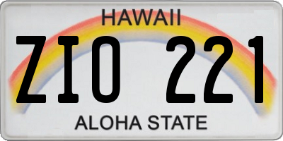 HI license plate ZIO221