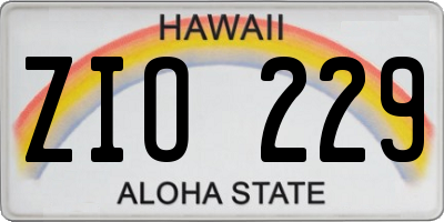 HI license plate ZIO229