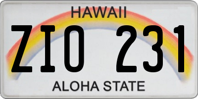 HI license plate ZIO231
