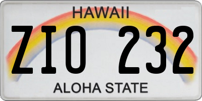 HI license plate ZIO232