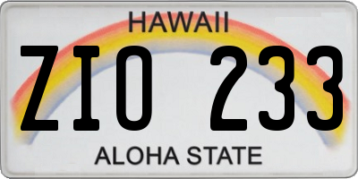 HI license plate ZIO233