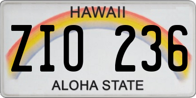 HI license plate ZIO236