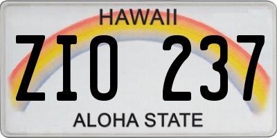 HI license plate ZIO237