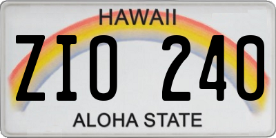 HI license plate ZIO240